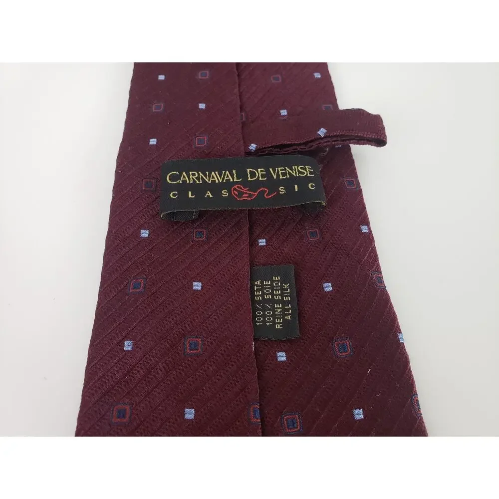 CARNAVAL DE VENISE Classic Men's Silk Tie Burgundy Business Formal wedding